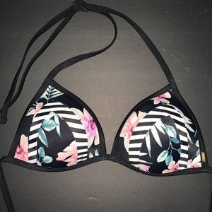 VS Pink Black & White Floral Bikini Size L
